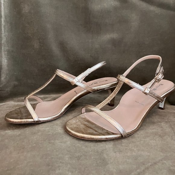 Ron White FLOTO Champagne Gold Cocktail Sandals T Strap NIB Size 38 EURO 7.5 US - Picture 5 of 12